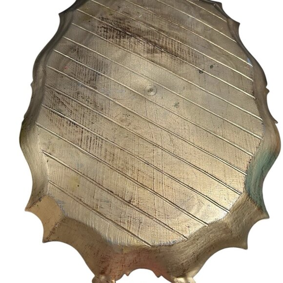 70s Vintage Italian Ornate Still Life Floral Gold Gilt Hard Plastic Serving Tray - Picture 5 of 10